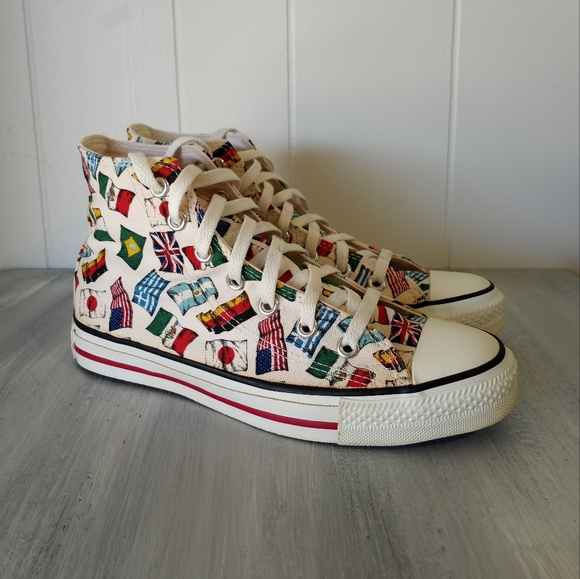 Vintage Converse All Star All Nations Flags World Peace Men's Size 5.5 - Picture 1 of 15